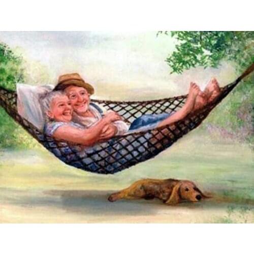 5D DIY Diamond Painting Old Couple Cross Stitch Kit Full Square Diamond Embroidery Cartoon Mosaic Picture of Rhinestones Decor