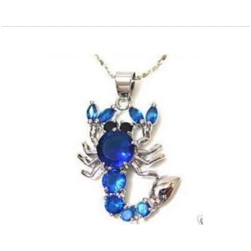 FREE shipping> >>>Jewelry blue crystal Scorpion Necklace Pendant