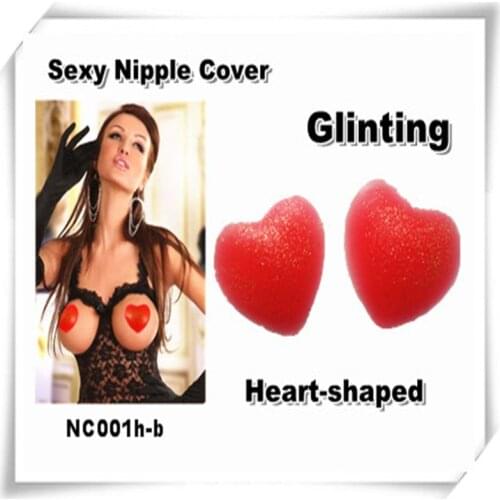 Glinting Sexy RED Heart-shaped silicone nipple cover / 100% silicone breast petals NC001h-B