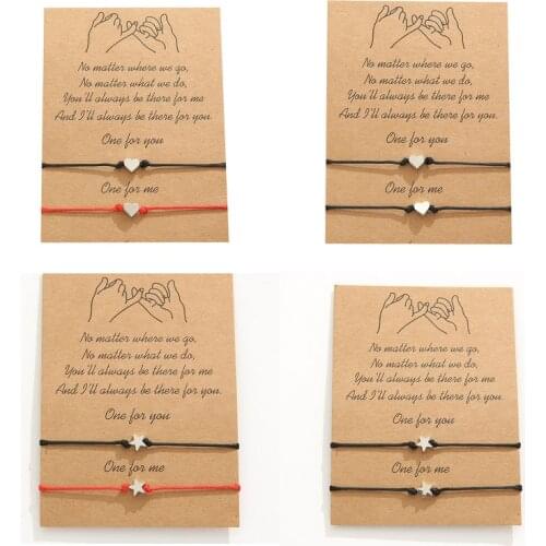 Couple Bracelet 2pcs/set DIY Hand-woven Friendship Star Heart-shaped Bracelet Beaded Bracelet Women Men Lucky Wish Jewelry