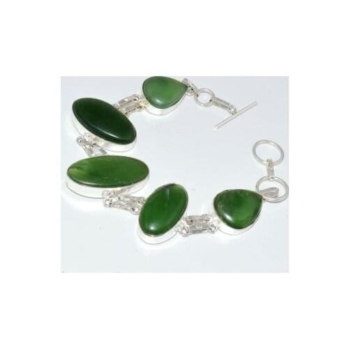 Green Aventurine Bracelet Silver Overlay Over Copper , 23 cm, B3249