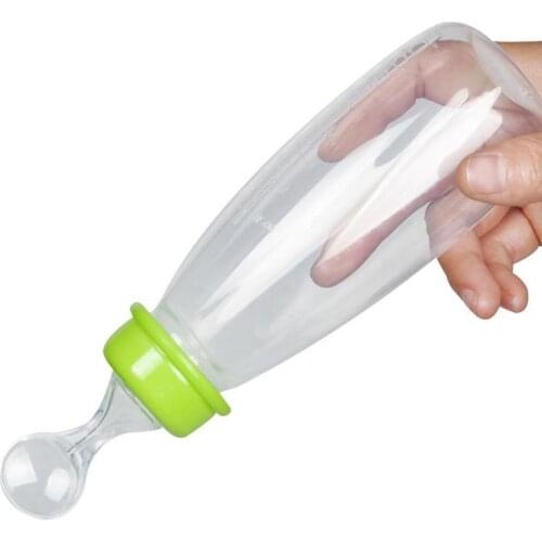 240ML Baby Rice Paste Dietary Supplement Feeding Bottle Training Nursing Bottle With Squeezing Spoons Extrusion Tool