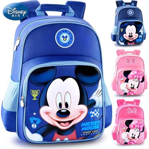 Disney Mickey Mouse Large Capacity Waterproof Backpack Minnie Mouse Fashion Shoulder Bag Blue Childrens Student Schoolbag