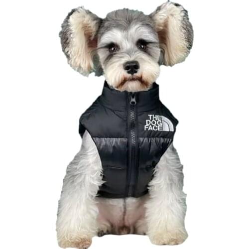 Designer Dog Face Pet Clothes, Thick Warm Down Jacket In Autumn Winter, Small and Medium French Bulldog Chihuahua Vest Wholesale
