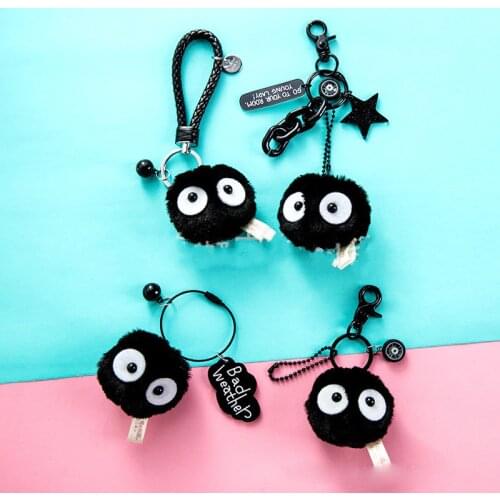Action Spirited Away Plush Keychain Toys Miyazaki Hayao Totoro Fairydust Susuwatari Doll Girl Bag Pendant Key Ring Toys for Kids