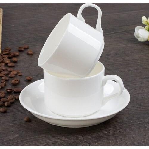Europe Noble Bone China White Coffee Cup Saucer Set Ceramic Mug Top-grade Porcelain Tea Cup Cafe Party Drinkware Tazas Para Cafe
