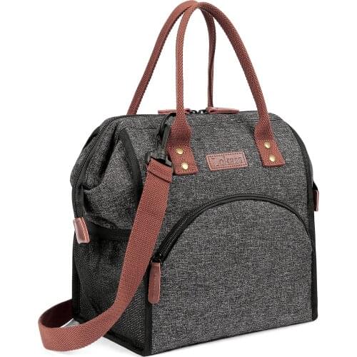 LOKASS lunch bag insulated lunch box wide open lunch tote bag large beverage rack durable nylon snack storage bag