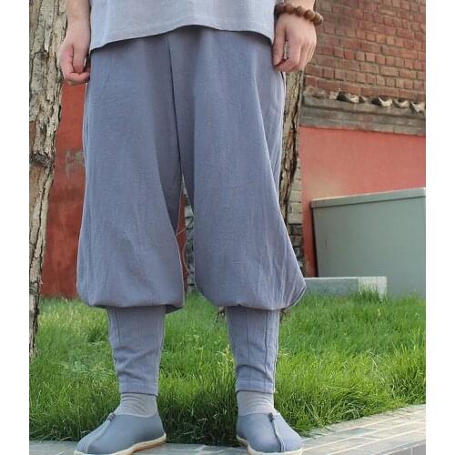 Summer cotton unisex buddhist zen lay meditation pants shaolin monks kung fu bloomers budda qigong trousers