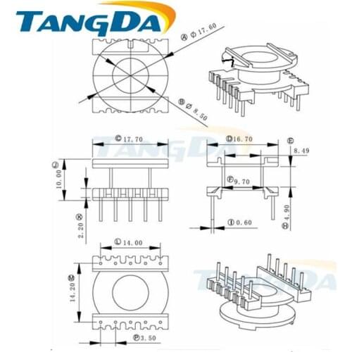 Tangda ER ER2510 Type 5+5 pin 10P Bobbin magnetic core + skeleton ferrites Power Transformer housing PC44 DIP