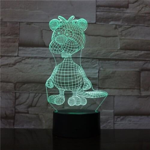 Cute Dog Lamp 3D Night Light Kid Toy LED 3D Touch Table Lamp 7 Colors Flashing LED Light Christmas Decorations for Home 1947