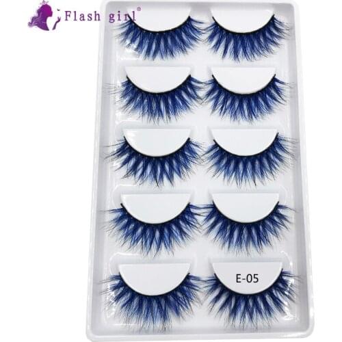Flash Girl Natural Eyelashes Wholesale E05 Fluffy Handmade Coforful Fake Eye Lashes Thick Soft Eyelash Extension Makeup Tools