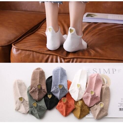 2021New Heart Shape Women Socks Cotton Funny Socks Lady Harajuku Cute Unique Sock Solid Color Kawaii Fashion Girls Summer Hot