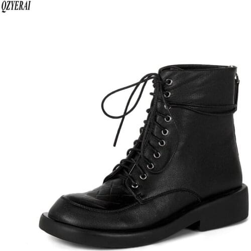 New winter Martin boots 100% genuine leather women boots Lace-up fashion boots Cow leather boots Womens shoes Size 34-40