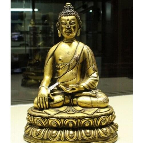 Wholesale factory 9" Tibet Buddhism Bronze 24K Gold Shakyamuni Amitabha Sakyamuni Buddha Statue AE1024 AB1025