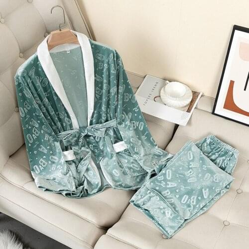 Autumn Winter New 2PCS Sleep Set Women Pajamas Suit Velour Sleepwear Nightwear Shirt&Pants Casual Intimate Lingerie Nightgown
