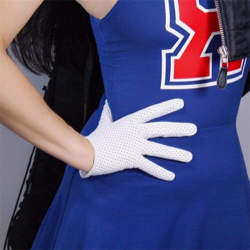 Real Leather Touchscreen Gloves 16cm Ultra Short Pure Sheepskin Female Touch White Mesh Sports Golf Women Gloves WZP02-2