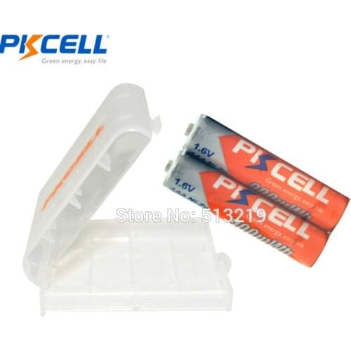 2PCS 1.6V 900mWh 3A Rechargeable Ni-Zn aaa Batteries with 1pc plastic battery case with PKCELL brand logo