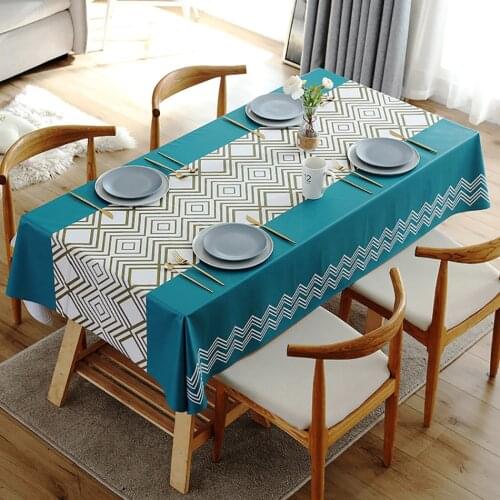 Geometric Rectangle Tablecloth Plastic PVC Waterproof Oilproof Table Cloth Kitchen Living Room Christmas Table Cover Home Decor