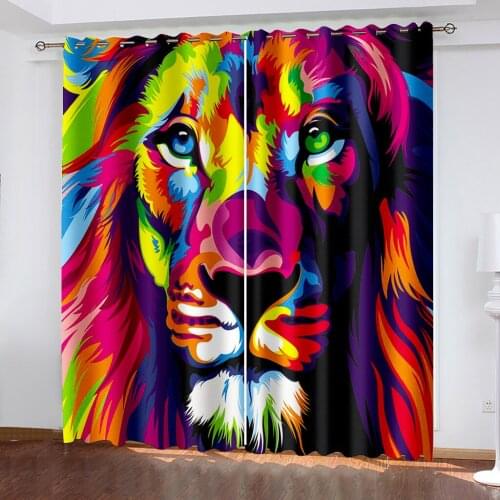 Luxury Blackout 3D Window Curtains For Living Room Bedroom colorful tiger curtains Decoration curtains