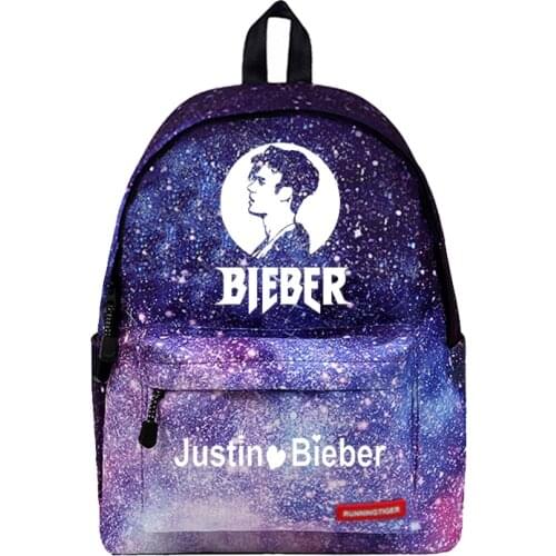 WISHOT Justin Bieber Backpack School Bags Travel Bag for teenagers women girls Stars Galaxy