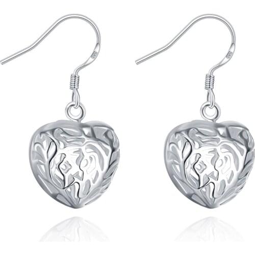Simple heart shape silver earrings 925 silver ear hook jewelry trend womens earrings free shipping no minimum order