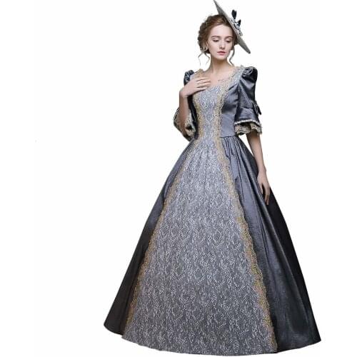 Grey Royal Dress 18th Century Dress Costume Hallowmas Clothing Christmas Party Dress prom dress
