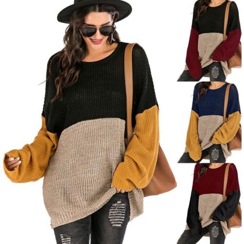 Женские свитера woman sweaters mujer suéteres o-neck sweater women pull patchwrok pullover femme autumn oversized knitted sweter