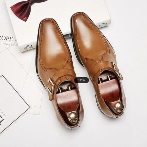 Top Quality Men Buckle Shoes Slip-On Genuine Leather Formal Casual Business Office Shoes Size 39-44