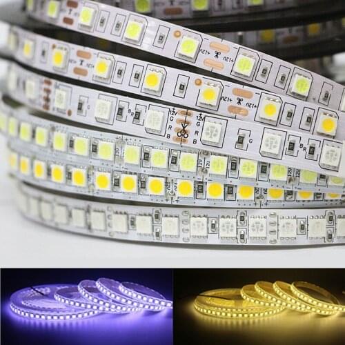 Arrived Brighter LED Strip SMD 5050 DC 12V Flexible LED Light 120leds/m 60leds/m 5050 RGB Diode Tape Ribbon LED Reel Light White