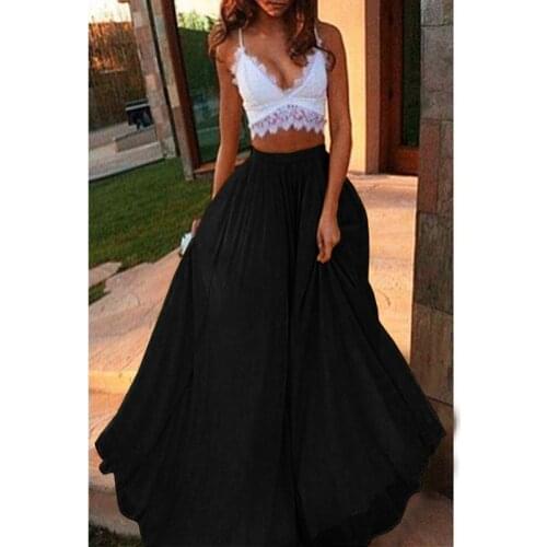 Women Summer Elastic High Waist Long Mesh Tutu Pleated Skirt womens Big Hem Skirt Fashion Tulle