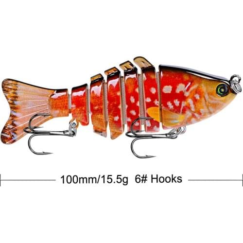 YUZI 1 Pcs 10cm 15.5g Swimbait 3D Laser Fishing bait 7 Sections Fishing Lure Minnow Jigging Fishing Tackle Hooks Accessories
