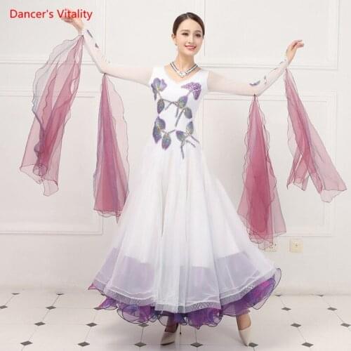 Women Standard Ballroom Dance Dresses Competition Costumes Waltz Tango Dress For Ladys Stage Performance Costumes