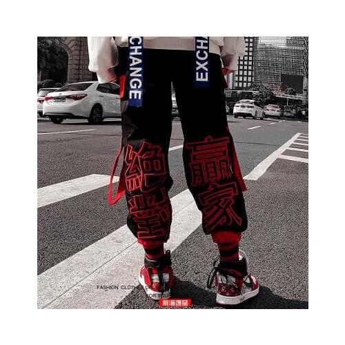 Tide brand streamers tooling beam pants women couple loose casual pants hip hop hiphop street dance ins super fire pants