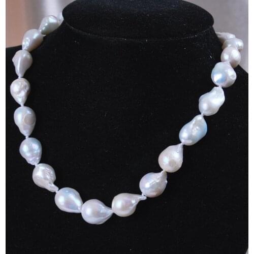 Women Gift word Love Free shipping Big 12-14mm Natural South Baroque White Akoya Pearl Necklace 18 inch Genuine Lucky Ladys