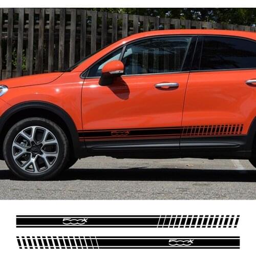 2pcs Car Long Side Stripes Stickers DIY Auto Vinyl Film Decals For FIAT 500X DIY Automobiles Decoration Car Tuning Accessories