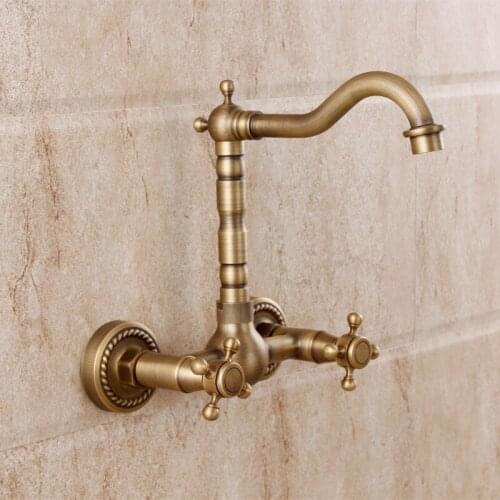 2016 Real Torneira Para Banheiro Bathroom Faucet Fashion Copper Hot And Cold Sink Wall Antique Double American Faucet Rotating
