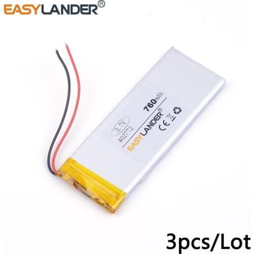 3pcs /Lot 3.7v lithium Li ion polymer rechargeable battery 402772 760MAH For iPhone 4 Mobile Phone battery pack Watch PDA