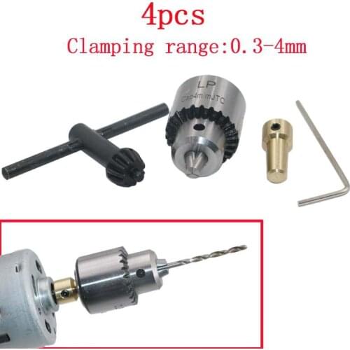 4 Pcs Micro Motor Drill Chucks Clamp 0.3-4mm Taper Drill With Chuck Key 3.17mm 1/8inch Shaft Connecting Rod @8 JD9 WWO66