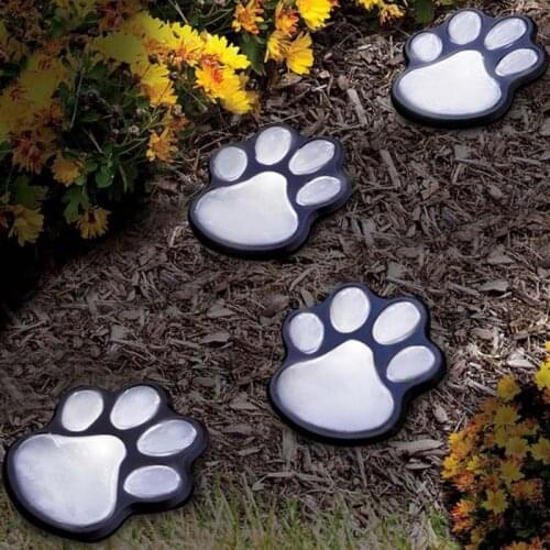4 Solar Lights LED Solar Lamps Cat Animal Paw Print Garden Light Outdoors Lantern LED Path Decorative Lighting Footprints Lamp