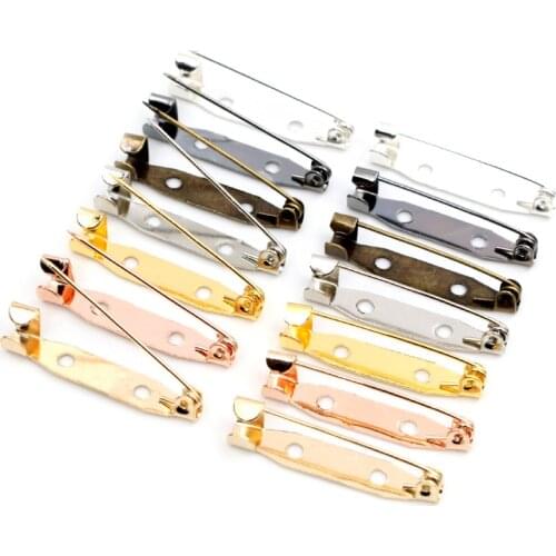 50pcs/lot 15/20/25/30/35mm Length Safety Pins Brooch Settings Blank Base for Making Wedding Bouquet Brooch DIY Findings 7 Colors