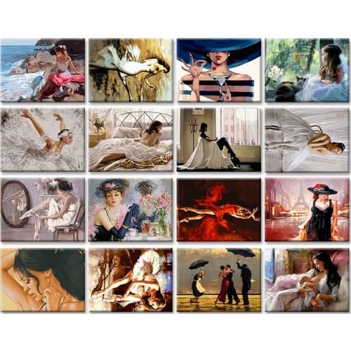 5D DIY Poured Glue Diamond Painting Kit Scalloped Edge Abstract Dancer Full Round With AB Drill Home Decor Unique Handcraft Gift