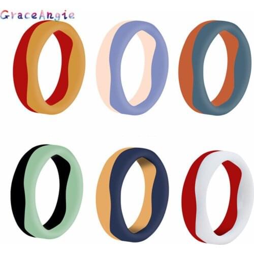 6pcs/set Multi Color silicone ring men wedding set Hypoallergenic Flexible Food Grade FDA Silicone Finger Ring Mix Color Gift