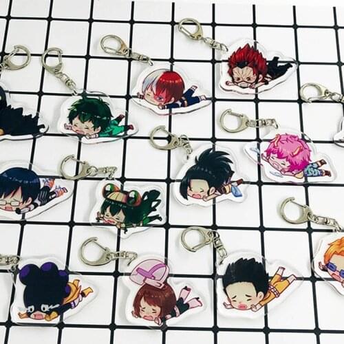 Anime My Hero Academy Keychain Acrylic Keyring Bakugo Katsuki Todoroki Shoto Pendant Key Chain Key Ring for Collection Gifts