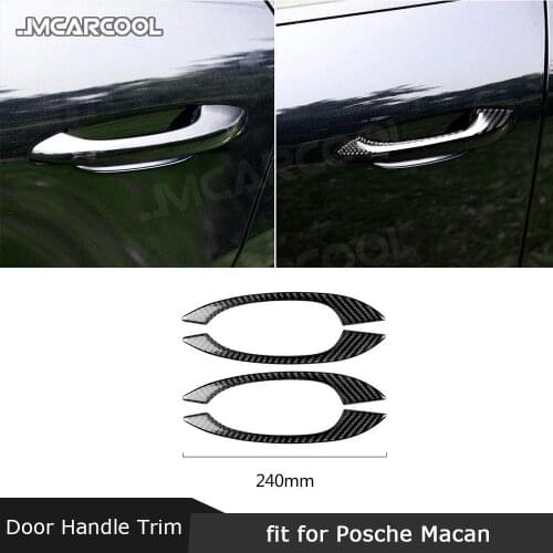 Car Door Handle Carbon Fiber Trim Cover Decals Protective Sticker for Porsche Macan 2015-2018 Exterior Accessories