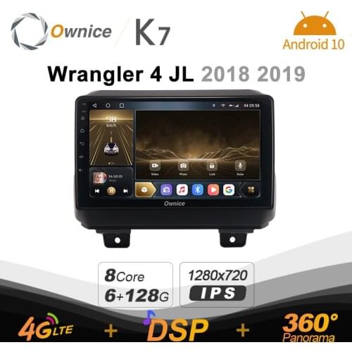 Ownice K7 6G+128G Car Radio for Jeep Wrangler 4 JL 2018 2019 android 10.0 support Interior Atmosphere Lamp 360 4G LTE 1280*720