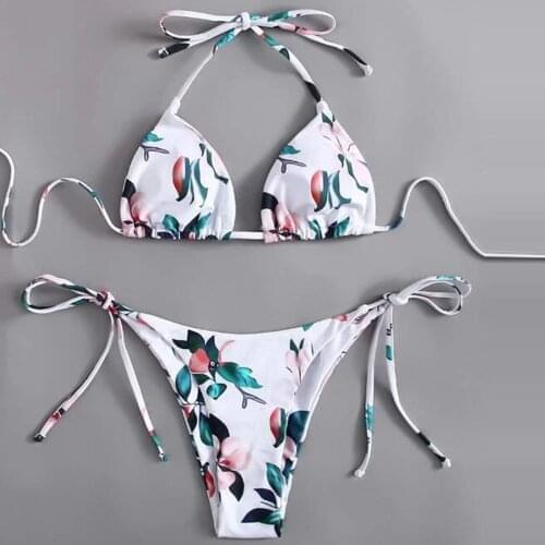Bikini 2021 Floral Swimsuit Women Swimwear Push Up Bikini Set Halter Biquini Brazilian Summer Beach Bathing Suit Badeanzug #YJ