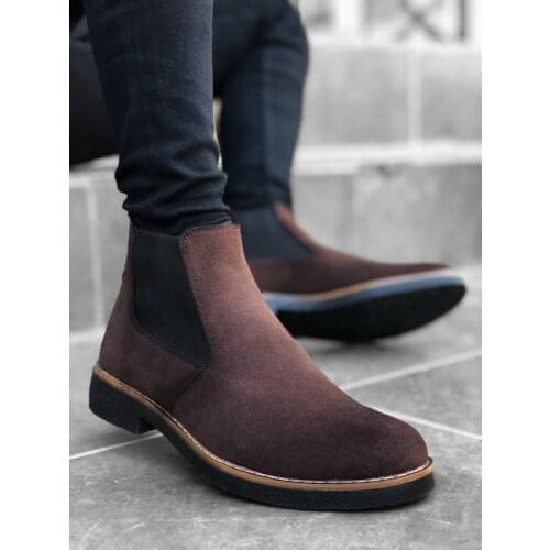 BA0058 Chelsea Step-in Wheel Brown Mens Half Ankle Boot