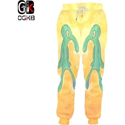 OGKB New 3D Printed Bold And Brash Squid Flower Jogging Pants Mens Fun Hip-hop Streetwear Loose Track Pants Oversized