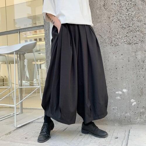Spring summer men vintage wide leg harem pants culottes casual man Japan style harajuku hip hop trousers punk streetwear joggers
