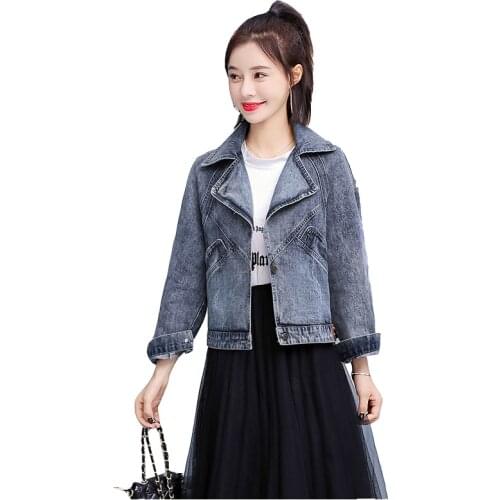 Denim jacket female spring 2020 new Korean loose high waist short section student wild ins tide denim Tops